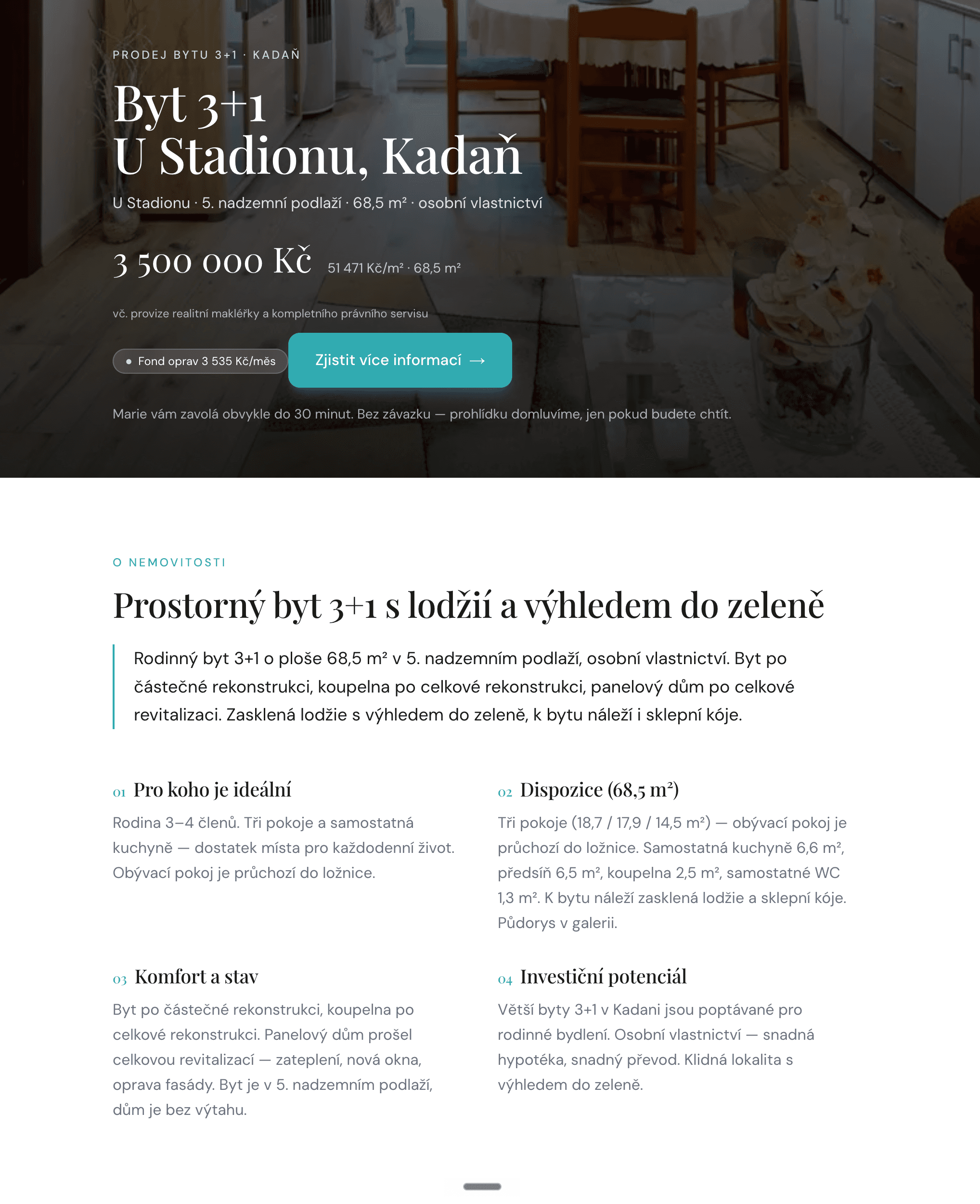 Hero sekce LP — U Stadionu, Kadaň